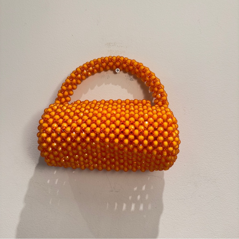 Perade Aniya Handcrafted In Nigeria Orange Glass Beaded Handbag - Picture 4 of 12